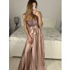 Šaty dlouhé plesové elegantní na ramínka dámské (S/M ONE SIZE) ITALSKÁ MÓDA IMPBB22O5728/DR (Velikost S/M/L, Barva béžová)