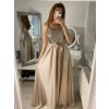 Šaty dlouhé plesové elegantní na ramínka dámské (S/M ONE SIZE) ITALSKÁ MÓDA IMPBB22O5728/DR (Velikost S/M/L, Barva béžová)