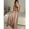 Šaty dlouhé plesové elegantní na ramínka dámské (S/M ONE SIZE) ITALSKÁ MÓDA IMPBB22O5728/DR (Velikost S/M/L, Barva béžová)