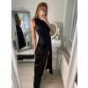 Šaty plesové dlouhé elegantní bez rukávu dámské (S/M ONE SIZE) ITALSKÁ MÓDA IMPBB22B22876/DR (Velikost S/M/L, Barva Černá)