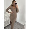 Šaty upletové dlouhý rukáv dámské (S/M ONE SIZE) ITALSKÁ MÓDA IMWGS223587/DR (Velikost S/M/L, Barva béžová)