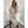 Šaty upletové dlouhý rukáv dámské (S/M ONE SIZE) ITALSKÁ MÓDA IMWGS223587/DR (Velikost S/M/L, Barva béžová)