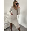 Šaty upletové dlouhý rukáv dámské (S/M ONE SIZE) ITALSKÁ MÓDA IMWGS223587/DR (Velikost S/M/L, Barva béžová)