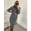 Šaty pletené s rolákem dlouhý rukáv dámské (S/M ONE SIZE) ITALSKÁ MÓDA IMWAA223600/DR (Velikost S/M/L, Barva béžová)