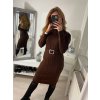 Šaty pletené s rolákem dlouhý rukáv dámské (S/M ONE SIZE) ITALSKÁ MÓDA IMWAA223600/DR (Velikost S/M/L, Barva béžová)