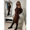 Šaty pletené s rolákem dlouhý rukáv dámské (S/M ONE SIZE) ITALSKÁ MÓDA IMWAA223600/DR (Velikost S/M/L, Barva béžová)