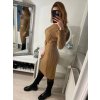 Šaty pletené s rolákem dlouhý rukáv dámské (S/M ONE SIZE) ITALSKÁ MÓDA IMWAA223600/DR (Velikost S/M/L, Barva béžová)