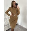 Šaty pletené s rolákem dlouhý rukáv dámské (S/M ONE SIZE) ITALSKÁ MÓDA IMWAA223600/DR (Velikost S/M/L, Barva béžová)