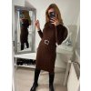 Šaty pletené s rolákem dlouhý rukáv dámské (S/M ONE SIZE) ITALSKÁ MÓDA IMWAA223600/DR (Velikost S/M/L, Barva béžová)