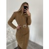 Šaty pletené s rolákem dlouhý rukáv dámské (S/M ONE SIZE) ITALSKÁ MÓDA IMWAA223600/DR (Velikost S/M/L, Barva béžová)