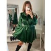 Šaty krátké košilové saténové dlouhý rukáv dámské (S/M ONE SIZE) ITALSKÁ MÓDA IMM22LS25366/DR (Velikost S/M/L, Barva Černá)