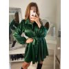 Šaty krátké košilové saténové dlouhý rukáv dámské (S/M ONE SIZE) ITALSKÁ MÓDA IMM22LS25366/DR (Velikost S/M/L, Barva Černá)