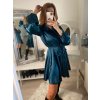 Šaty krátké košilové saténové dlouhý rukáv dámské (S/M ONE SIZE) ITALSKÁ MÓDA IMM22LS25366/DR (Velikost S/M/L, Barva Černá)