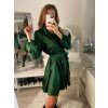 Šaty krátké košilové saténové dlouhý rukáv dámské (S/M ONE SIZE) ITALSKÁ MÓDA IMM22LS25366/DR (Velikost S/M/L, Barva Černá)