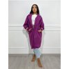 Kabát flaušový dlouhý rukáv dámský (S/M ONE SIZE) ITALSKÁ MÓDA IMM22MS85829/DR (Velikost S/M/L, Barva Černá)