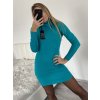 Šaty úpletové s rolákem dlouhý rukáv dámské (S/M ONE SIZE) ITALSKÁ MÓDA IMM22FD5807/DR (Velikost S/M/L, Barva modrá)