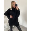 Svetr prodloužený oversize s rolákem dlouhý rukáv dámské (XL/2XL ONE SIZE) ITALSKÁ MÓDA IMWG218508/DR (Velikost XL/2XL, Barva Černá)
