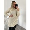 Svetr pletený prodloužený s rolákem dlouhý rukáv dámský (S/M/L ONE SIZE) ITALSKÁ MÓDA IMWB22318/DR (Velikost M/L, Barva béžová)