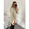 Svetr pletený prodloužený s rolákem dlouhý rukáv dámský (S/M/L ONE SIZE) ITALSKÁ MÓDA IMWB22318/DR (Velikost M/L, Barva béžová)