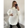 Svetr pletený prodloužený s rolákem dlouhý rukáv dámský (S/M/L ONE SIZE) ITALSKÁ MÓDA IMWB22318/DR (Velikost M/L, Barva béžová)