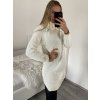 Svetr pletený prodloužený s rolákem dlouhý rukáv dámský (S/M/L ONE SIZE) ITALSKÁ MÓDA IMWB22318/DR (Velikost M/L, Barva béžová)