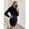 Šaty úpletové carmen s rolákem dlouhý rukáv dámské (S/M, L/XL ONE SIZE) ITALSKá IM422A-82356/DR (Velikost S/M/L, Barva Černá)