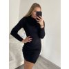 Šaty úpletové carmen s rolákem dlouhý rukáv dámské (S/M, L/XL ONE SIZE) ITALSKá IM422A-82356/DR (Velikost S/M/L, Barva Černá)