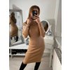 Šaty úpletové s rolákem dlouhý rukáv dámské (S/M ONE SIZE) FRANCOUZSKÁ MÓDA FMWT22J51765/DR (Velikost S/M/L, Barva béžová)