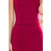 301-4 TAMARA Elegantní midi šaty s páskem - Vínová barva