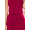 301-4 TAMARA Elegantní midi šaty s páskem - Vínová barva
