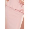 192-13 Elegantní midi šaty s volánkem - pudrově růžová (Velikost S, Barva _barva viz foto)