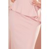 192-13 Elegantní midi šaty s volánkem - pudrově růžová (Velikost S, Barva _barva viz foto)