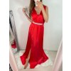 Šaty dlouhé společenské plesové na ramínka dámské (S/M ONE SIZE) ITALSKÁ MÓDA IMM22Ls25402/DR (Velikost S/M/L, Barva červená)