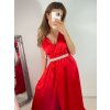 Šaty dlouhé společenské plesové na ramínka dámské (S/M ONE SIZE) ITALSKÁ MÓDA IMM22Ls25402/DR (Velikost S/M/L, Barva červená)