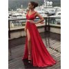 Šaty dlouhé společenské plesové na ramínka dámské (S/M ONE SIZE) ITALSKÁ MÓDA IMM22Ls25402/DR (Velikost S/M/L, Barva červená)