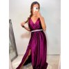 Šaty dlouhé společenské plesové na ramínka dámské (S/M ONE SIZE) ITALSKÁ MÓDA IMM22Ls25402/DR (Velikost S/M/L, Barva červená)