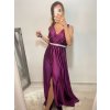 Šaty dlouhé společenské plesové na ramínka dámské (S/M ONE SIZE) ITALSKÁ MÓDA IMM22Ls25402/DR (Velikost S/M/L, Barva červená)