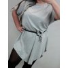 Šaty krátký rukáv oversize dámské nadrozměr s páskem (XL/2XL) ITALSKÁ MÓDA IM421443 (Velikost XL/2XL, Barva zelená khaki)