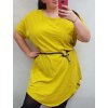 Šaty krátký rukáv oversize dámské nadrozměr s páskem (XL/2XL) ITALSKÁ MÓDA IM421443 (Velikost XL/2XL, Barva zelená khaki)