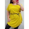 Šaty krátký rukáv oversize dámské nadrozměr s páskem (XL/2XL) ITALSKÁ MÓDA IM421443 (Velikost XL/2XL, Barva zelená khaki)