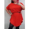Šaty krátký rukáv oversize dámské nadrozměr s páskem (XL/2XL) ITALSKÁ MÓDA IM421443 (Velikost XL/2XL, Barva zelená khaki)