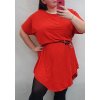 Šaty krátký rukáv oversize dámské nadrozměr s páskem (XL/2XL) ITALSKÁ MÓDA IM421443 (Velikost XL/2XL, Barva zelená khaki)