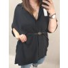 Tunika košilová prodloužená s páskem dlouhý rukáv dámské (XL/2XL/3XL ONE SIZE) ITALSKá MóDA IM322SILVIA/DR