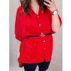 Tunika košilová prodloužená s páskem dlouhý rukáv dámské (XL/2XL/3XL ONE SIZE) ITALSKá MóDA IM322SILVIA/DR