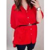 Tunika košilová prodloužená s páskem dlouhý rukáv dámské (XL/2XL/3XL ONE SIZE) ITALSKá MóDA IM322SILVIA/DR