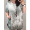 Tunika oversize krátký rukáv s přívěskem dámská nadrozměr (3XL/4XL ONE SIZE) ITALSKá MóDA IM422FABIA/DR (Velikost 3XL/4XL, Barva zelená)