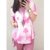 Tunika oversize krátký rukáv s přívěskem dámská nadrozměr (3XL/4XL ONE SIZE) ITALSKá MóDA IM422FABIA/DR (Velikost 3XL/4XL, Barva zelená)