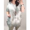 Tunika oversize krátký rukáv s přívěskem dámská nadrozměr (3XL/4XL ONE SIZE) ITALSKá MóDA IM422FABIA/DR (Velikost 3XL/4XL, Barva zelená)