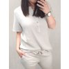 Tunika oversize zavazovací bavlněná krátký rukáv dámská nadrozměr (XL/2XL ONE SIZE) ITALSKá MóDA IM422536/DR (Velikost XL/2XL, Barva béžová)