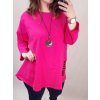 Tunika s přívěškem krátký rukáv dámská nadrozměrná (3XL/4XL ONE SIZE) ITALSKÁ MÓDA IMWQ22015/DR (Velikost 3XL/4XL, Barva tmavě růžová)